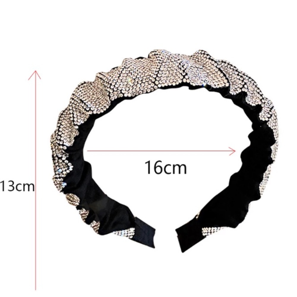 ๐ Rhinestone Crystals Black Silver Headband - Picture 3 of 6